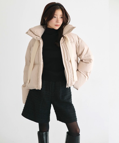 ルイルエブティック（RUIRUE BOUTIQUE）/【フレンチダウン】グログランリボン フレンチダウンショートコート フレンチダウン ｜ グログランリボン フレンチダウン ショートコート