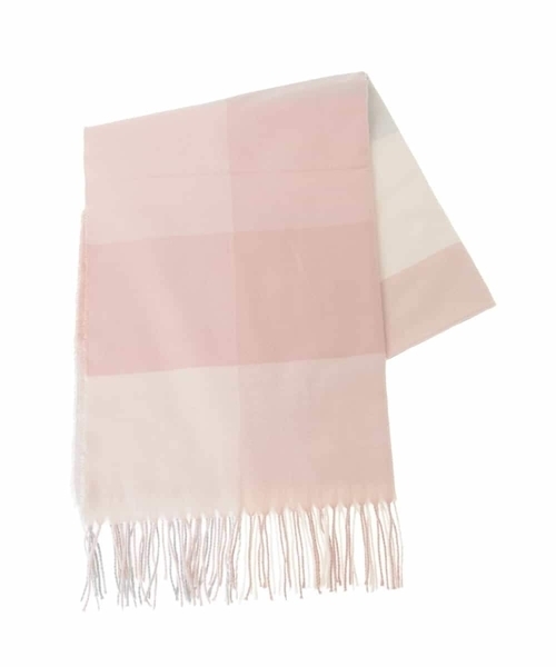 MK MICHEL KLEIN（エムケーミッシェルクラン）の「大判チェック柄ストール/洗える（ストール/ショール・レディース・ベージュ/レッド/ライトピンク・38）」の4枚目の写真