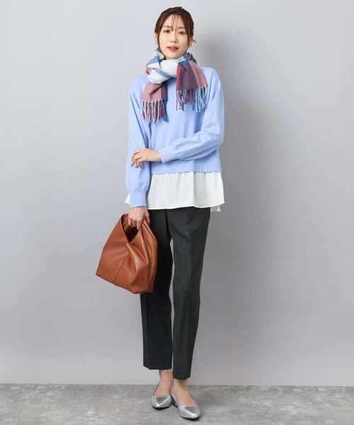 MK MICHEL KLEIN(エムケーミッシェルクラン)の「大判チェック柄ストール/洗える(ストール/ショール・レディース・ベージュ/レッド/ライトピンク・38)」の11枚目の写真