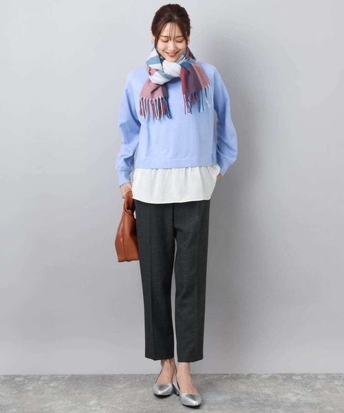 MK MICHEL KLEIN(エムケーミッシェルクラン)の「大判チェック柄ストール/洗える(ストール/ショール・レディース・ベージュ/レッド/ライトピンク・38)」の12枚目の写真