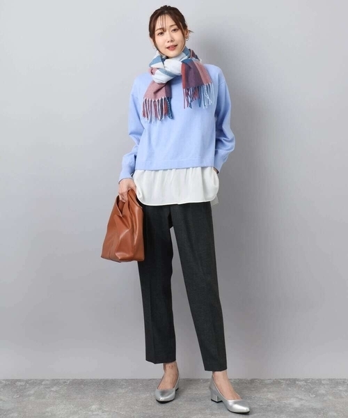 MK MICHEL KLEIN(エムケーミッシェルクラン)の「大判チェック柄ストール/洗える(ストール/ショール・レディース・ベージュ/レッド/ライトピンク・38)」の13枚目の写真