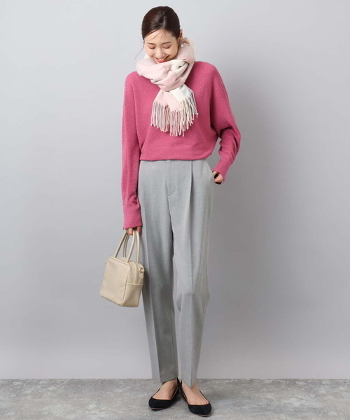 MK MICHEL KLEIN(エムケーミッシェルクラン)の「大判チェック柄ストール/洗える(ストール/ショール・レディース・ベージュ/レッド/ライトピンク・38)」の14枚目の写真