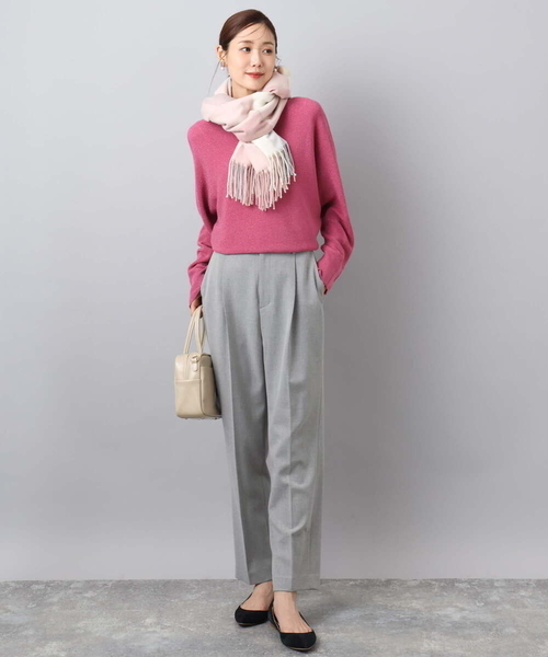 MK MICHEL KLEIN(エムケーミッシェルクラン)の「大判チェック柄ストール/洗える(ストール/ショール・レディース・ベージュ/レッド/ライトピンク・38)」の15枚目の写真