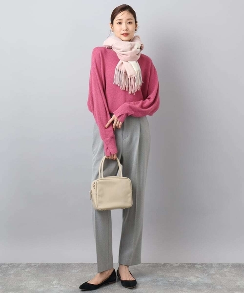 MK MICHEL KLEIN(エムケーミッシェルクラン)の「大判チェック柄ストール/洗える(ストール/ショール・レディース・ベージュ/レッド/ライトピンク・38)」の16枚目の写真