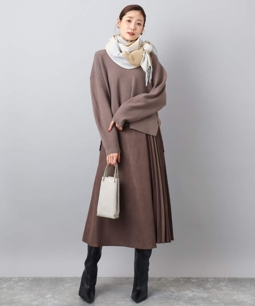 MK MICHEL KLEIN(エムケーミッシェルクラン)の「大判チェック柄ストール/洗える(ストール/ショール・レディース・ベージュ/レッド/ライトピンク・38)」の17枚目の写真