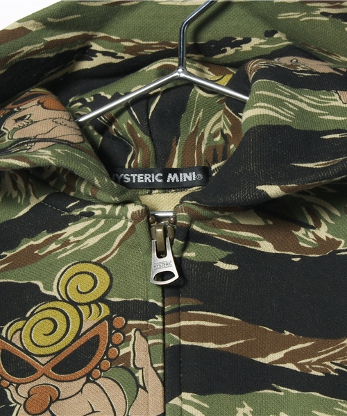 HYSTERIC MINI(ヒステリックミニ)の「TIGER STRIPE総柄パーカー(パーカー・キッズ・グレー/カーキ・120cm/110cm/100cm)」の9枚目の写真