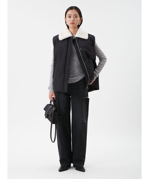 ボア衿リサイクルダウンベスト（ダウンベスト）｜Mila Owen（ミラ