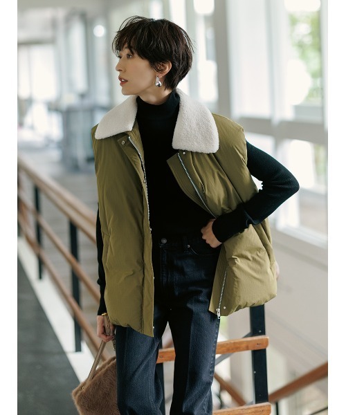 セール】ボア衿リサイクルダウンベスト（ダウンベスト）｜Mila Owen