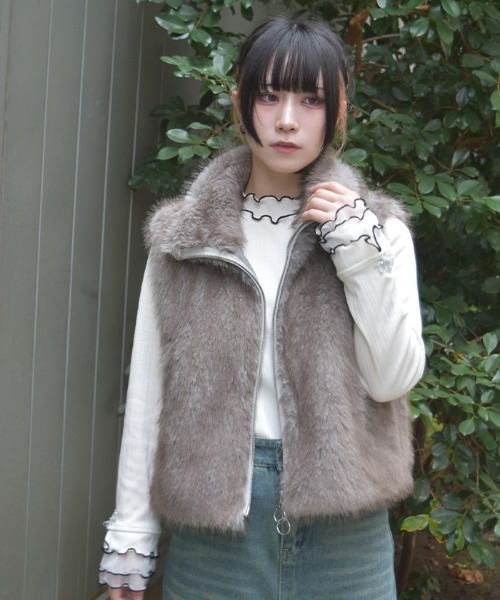 セール】ミックスファーベスト（ベスト）｜axes femme（アクシーズ