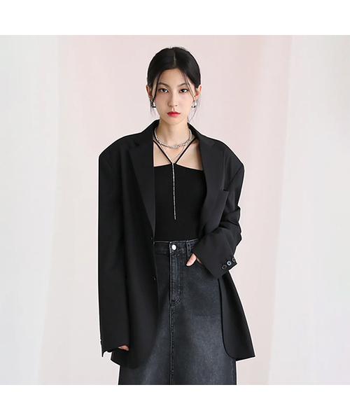 AVANDRESS(アバンドレス )の「Boyfriend Single Blazer BLACK(テーラードジャケット・レディース・その他・1/2)」の1枚目の写真