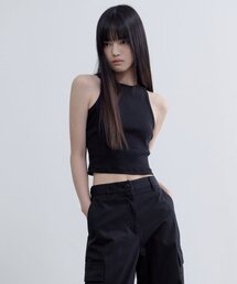 ウィメンズレーサーバッククロップタンクトップ[ブラック]