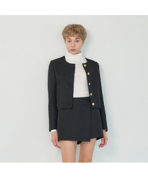 SALT AND CHOCOLATE（ソルトアンドチョコレート）の「Classic Semi Cropped Tweed Jacket Black 4W231D001（テーラードジャケット）」