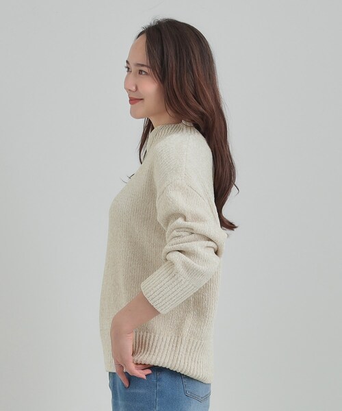 DRESKIP（ドレスキップ）の「【S-LL】ほんのりラメで女性らしい ベロアモールモックネックニット（ニット/セーター・レディース・ライトグレー/ピンク系/アイボリー/ライトブルー/イエロー系その他・02/01/04/03）」の7枚目の写真