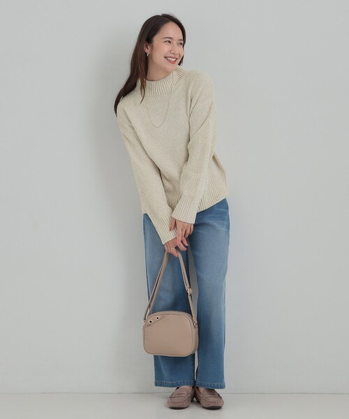 DRESKIP（ドレスキップ）の「【S-LL】ほんのりラメで女性らしい ベロアモールモックネックニット（ニット/セーター・レディース・ライトグレー/ピンク系/アイボリー/ライトブルー/イエロー系その他・02/01/04/03）」の8枚目の写真