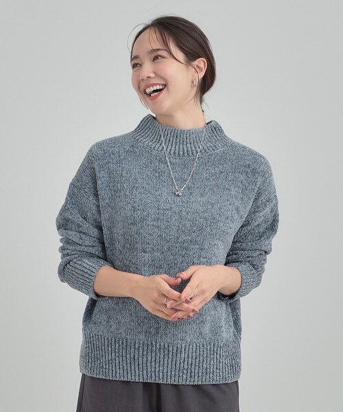 DRESKIP（ドレスキップ）の「【S-LL】ほんのりラメで女性らしい ベロアモールモックネックニット（ニット/セーター・レディース・ライトグレー/ピンク系/アイボリー/ライトブルー/イエロー系その他・02/01/04/03）」の10枚目の写真