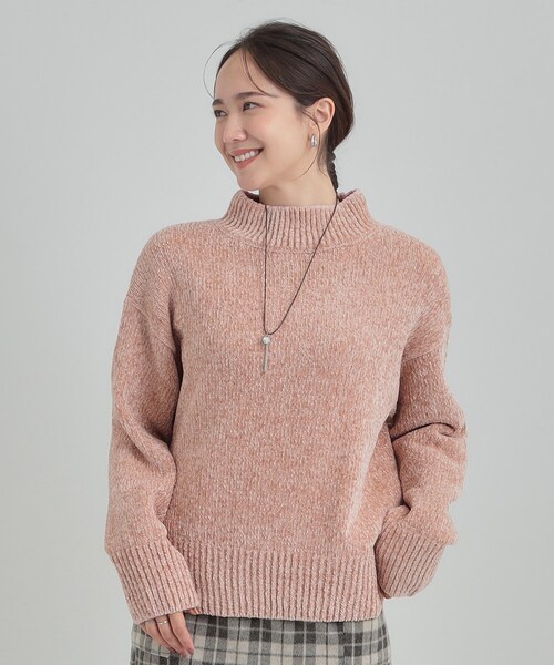 DRESKIP（ドレスキップ）の「【S-LL】ほんのりラメで女性らしい ベロアモールモックネックニット（ニット/セーター・レディース・ライトグレー/ピンク系/アイボリー/ライトブルー/イエロー系その他・02/01/04/03）」の14枚目の写真