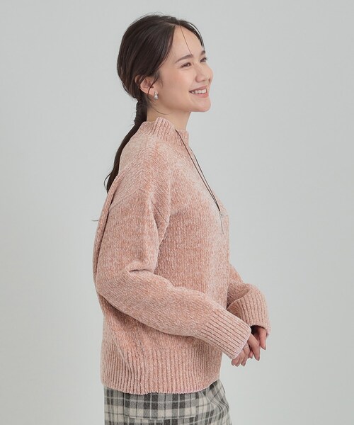 DRESKIP（ドレスキップ）の「【S-LL】ほんのりラメで女性らしい ベロアモールモックネックニット（ニット/セーター・レディース・ライトグレー/ピンク系/アイボリー/ライトブルー/イエロー系その他・02/01/04/03）」の15枚目の写真