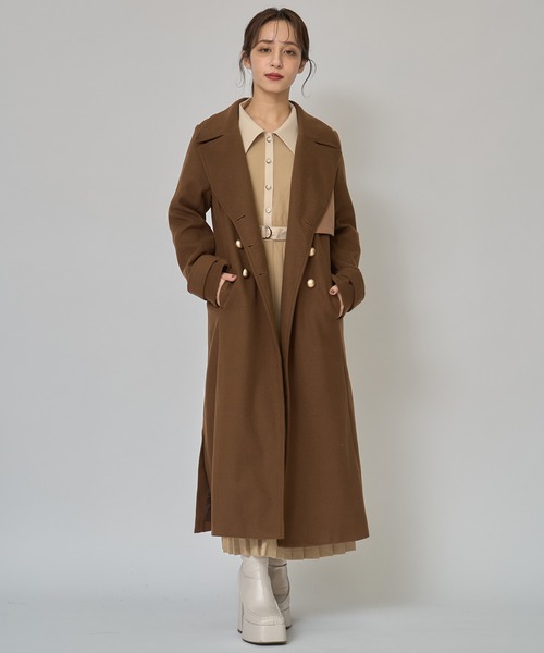 セール】バイカラースリムチェスターコート（ステンカラーコート