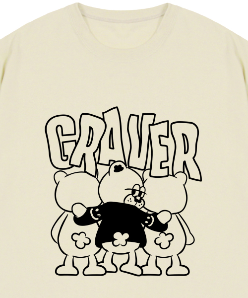 GRAVER（グレーバー）の「[ユニセックス]3ベアコミックスロゴ半袖Tシャツ_サンドベージュ（Tシャツ/カットソー・レディース・ベージュ・X-LARGE/SMALL/MEDIUM/LARGE）」の3枚目の写真