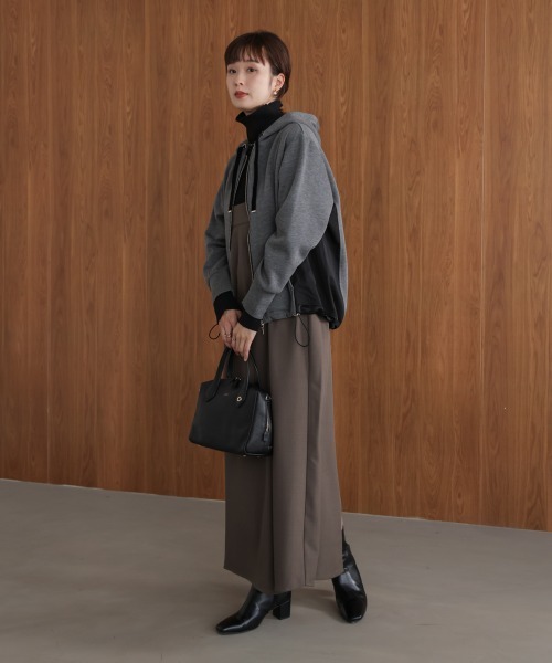 Bou Jeloud（ブージュルード）の「パウンドストレッチサイド異素材パーカー（パーカー・レディース・ブラック/グレイッシュベージュ/杢グレー・FREE）」の6枚目の写真