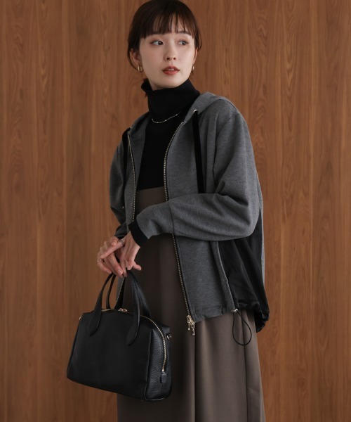 Bou Jeloud（ブージュルード）の「パウンドストレッチサイド異素材パーカー（パーカー・レディース・ブラック/グレイッシュベージュ/杢グレー・FREE）」の7枚目の写真