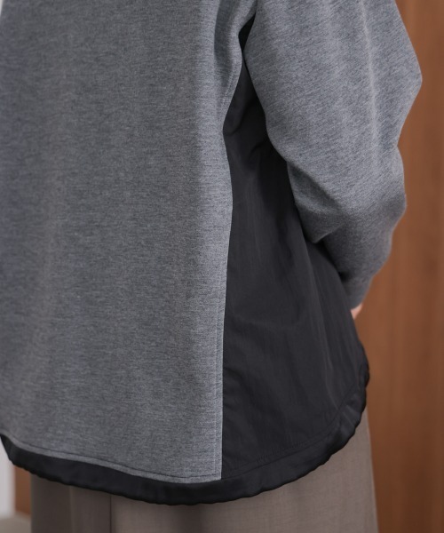 Bou Jeloud（ブージュルード）の「パウンドストレッチサイド異素材パーカー（パーカー・レディース・ブラック/グレイッシュベージュ/杢グレー・FREE）」の17枚目の写真