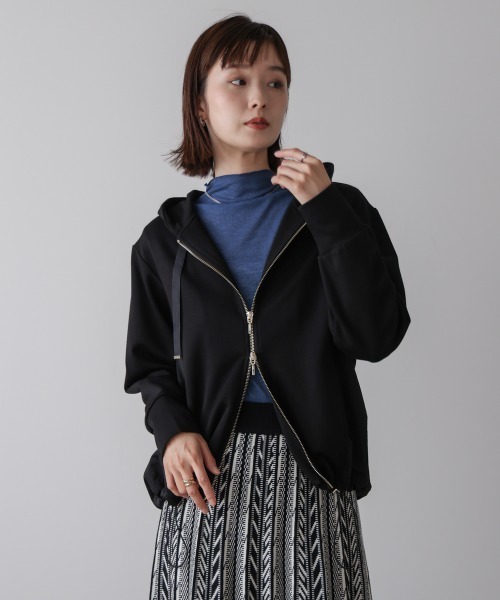 Bou Jeloud（ブージュルード）の「パウンドストレッチサイド異素材パーカー（パーカー・レディース・ブラック/グレイッシュベージュ/杢グレー・FREE）」の18枚目の写真