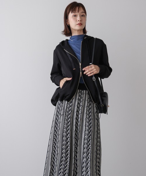 Bou Jeloud（ブージュルード）の「パウンドストレッチサイド異素材パーカー（パーカー・レディース・ブラック/グレイッシュベージュ/杢グレー・FREE）」の20枚目の写真