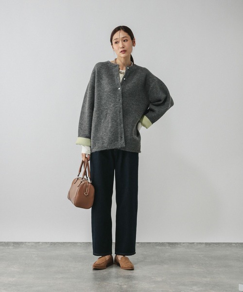 GLOBAL WORK（グローバルワーク）の「バイカラーニットブルソン/616811（カーディガン/ボレロ・レディース・グレー/グレイッシュベージュ/ダークブラウン・MEDIUM/LARGE）」の4枚目の写真