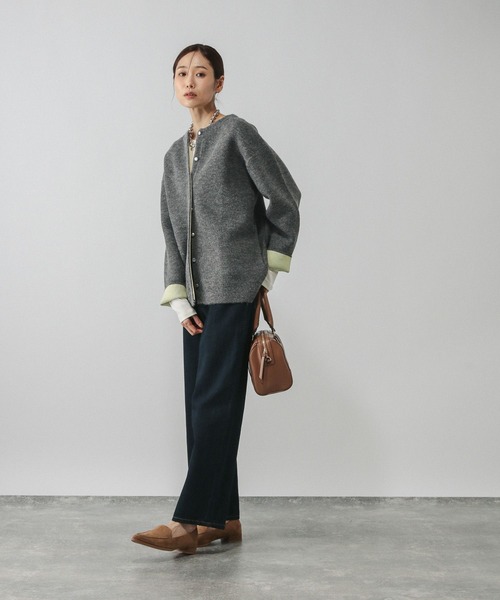 GLOBAL WORK（グローバルワーク）の「バイカラーニットブルソン/616811（カーディガン/ボレロ・レディース・グレー/グレイッシュベージュ/ダークブラウン・MEDIUM/LARGE）」の5枚目の写真