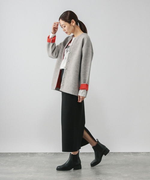 GLOBAL WORK（グローバルワーク）の「バイカラーニットブルソン/616811（カーディガン/ボレロ・レディース・グレー/グレイッシュベージュ/ダークブラウン・MEDIUM/LARGE）」の15枚目の写真