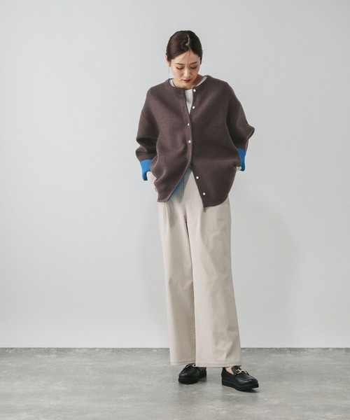 GLOBAL WORK（グローバルワーク）の「バイカラーニットブルソン/616811（カーディガン/ボレロ・レディース・グレー/グレイッシュベージュ/ダークブラウン・MEDIUM/LARGE）」の9枚目の写真