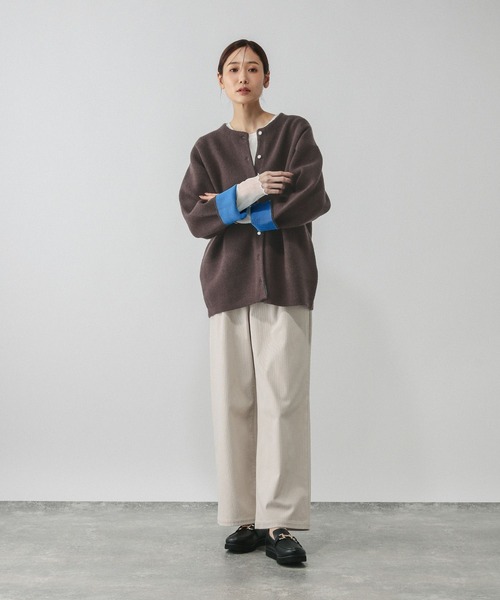GLOBAL WORK（グローバルワーク）の「バイカラーニットブルソン/616811（カーディガン/ボレロ・レディース・グレー/グレイッシュベージュ/ダークブラウン・MEDIUM/LARGE）」の10枚目の写真