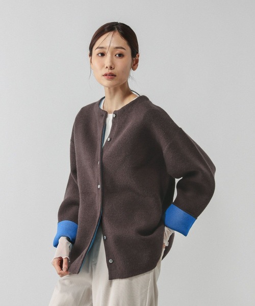 GLOBAL WORK（グローバルワーク）の「バイカラーニットブルソン/616811（カーディガン/ボレロ・レディース・グレー/グレイッシュベージュ/ダークブラウン・MEDIUM/LARGE）」の11枚目の写真