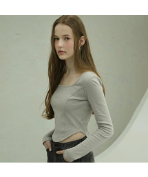 Vivacious（ビバシャス）の「Neuel Square Neck Line Crop Long Sleeve - 5COL（Tシャツ/カットソー）」