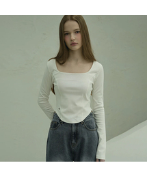 Vivacious（ビバシャス）の「Neuel Square Neck Line Crop Long Sleeve - 5COL（Tシャツ/カットソー）」