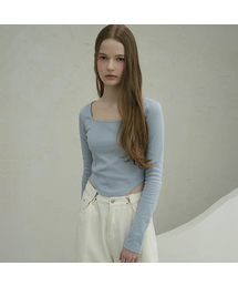 Vivacious（ビバシャス）の「Neuel Square Neck Line Crop Long Sleeve - 5COL（Tシャツ/カットソー）」