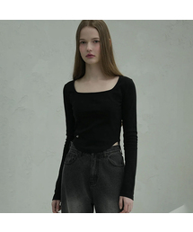 Vivacious（ビバシャス）の「Neuel Square Neck Line Crop Long Sleeve - 5COL（Tシャツ/カットソー）」