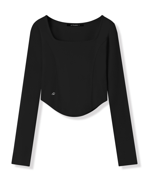 Vivacious(ビバシャス)の「Neuel Square Neck Line Crop Long Sleeve - 5COL(Tシャツ/カットソー・レディース・アイボリー/チャコール/グレー/ブラック/スカイブルー・SMALL/MEDIUM)」の12枚目の写真