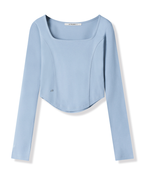 Vivacious(ビバシャス)の「Neuel Square Neck Line Crop Long Sleeve - 5COL(Tシャツ/カットソー・レディース・アイボリー/チャコール/グレー/ブラック/スカイブルー・SMALL/MEDIUM)」の13枚目の写真