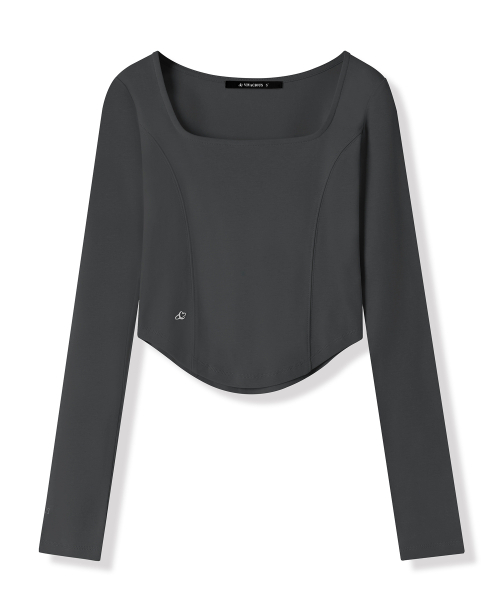 Vivacious(ビバシャス)の「Neuel Square Neck Line Crop Long Sleeve - 5COL(Tシャツ/カットソー・レディース・アイボリー/チャコール/グレー/ブラック/スカイブルー・SMALL/MEDIUM)」の14枚目の写真