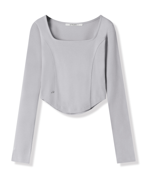Vivacious(ビバシャス)の「Neuel Square Neck Line Crop Long Sleeve - 5COL(Tシャツ/カットソー・レディース・アイボリー/チャコール/グレー/ブラック/スカイブルー・SMALL/MEDIUM)」の15枚目の写真