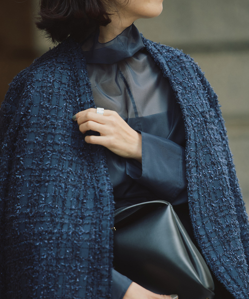 VERMEIL par iena（ヴェルメイユパーイエナ）の「tweedノーカラージャケット（ノーカラージャケット・レディース・ピンク/ネイビー・36/38）」の6枚目の写真