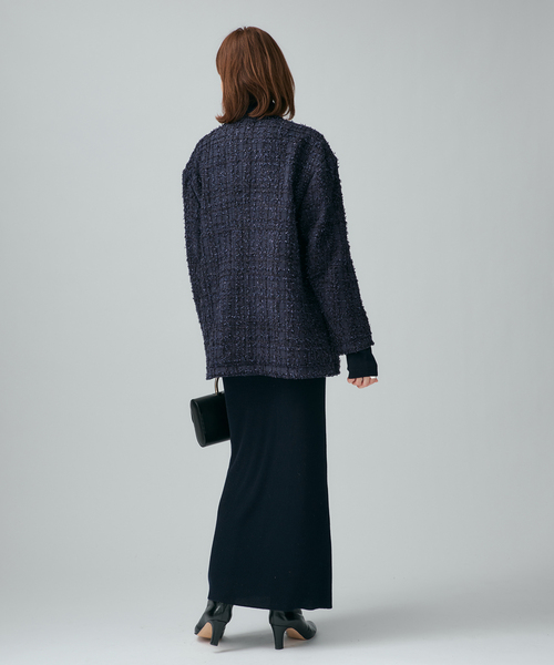 VERMEIL par iena（ヴェルメイユパーイエナ）の「tweedノーカラージャケット（ノーカラージャケット・レディース・ピンク/ネイビー・36/38）」の10枚目の写真