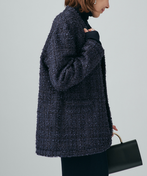 VERMEIL par iena（ヴェルメイユパーイエナ）の「tweedノーカラージャケット（ノーカラージャケット・レディース・ピンク/ネイビー・36/38）」の14枚目の写真