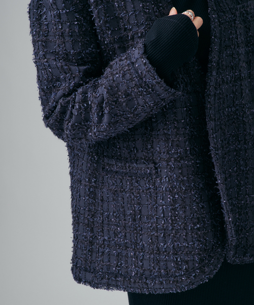 VERMEIL par iena（ヴェルメイユパーイエナ）の「tweedノーカラージャケット（ノーカラージャケット・レディース・ピンク/ネイビー・36/38）」の15枚目の写真