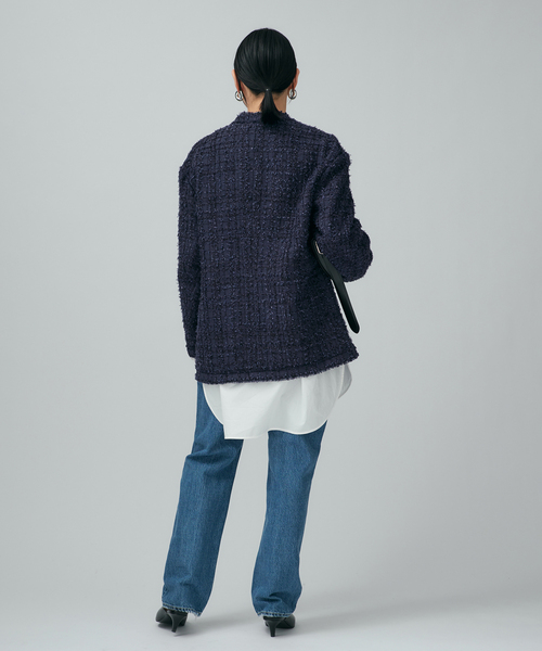 VERMEIL par iena（ヴェルメイユパーイエナ）の「tweedノーカラージャケット（ノーカラージャケット・レディース・ピンク/ネイビー・36/38）」の17枚目の写真