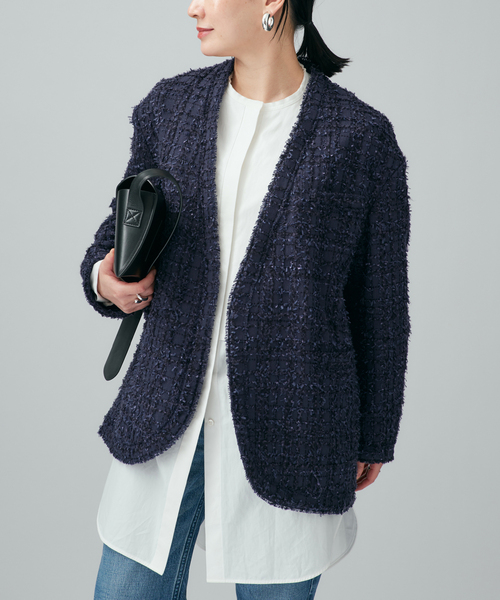 VERMEIL par iena（ヴェルメイユパーイエナ）の「tweedノーカラージャケット（ノーカラージャケット・レディース・ピンク/ネイビー・36/38）」の18枚目の写真