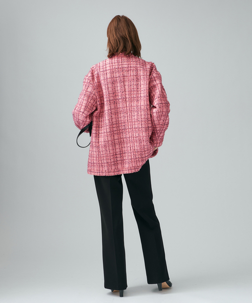 VERMEIL par iena（ヴェルメイユパーイエナ）の「tweedノーカラージャケット（ノーカラージャケット・レディース・ピンク/ネイビー・36/38）」の20枚目の写真