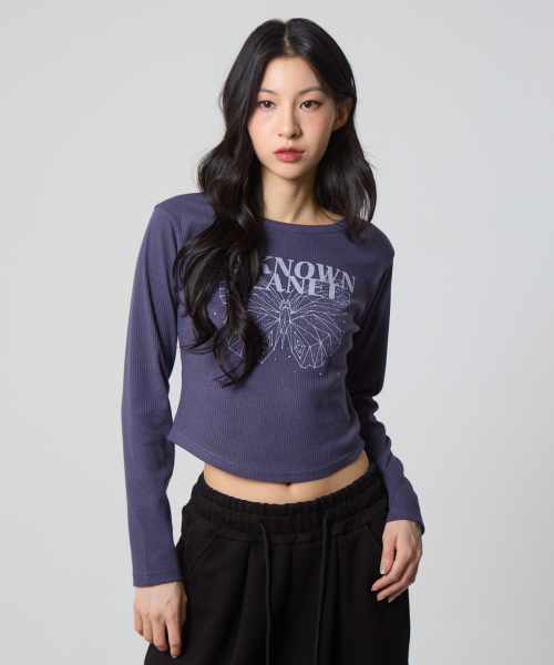 UNKNOWN PLANET（アンノウンプラネット）の「リブトップ パープル（Tシャツ/カットソー・レディース・その他・FREE）」の3枚目の写真